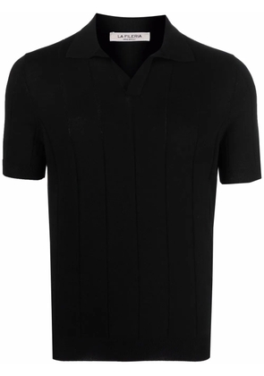 Fileria ribbed-knit cotton polo shirt - Black