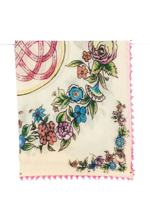 Faliero Sarti Marcella floral-print fringed-edge scarf - Neutrals