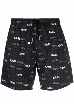 Karl Lagerfeld logo-print drawstring-waist swim shorts - Black