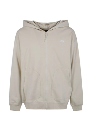 The North Face Essential logo-embroidered zip-up hoodie - Neutrals