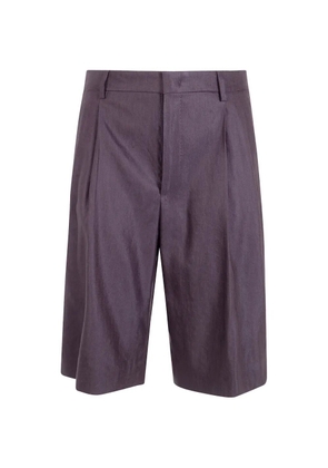 Tagliatore pleated linen tailored bermuda shorts - Purple