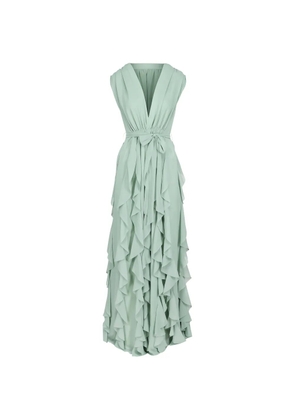 Catherine Regehr ruffled-skirt V-neck maxi gown - Green