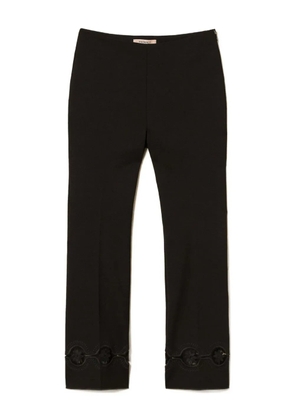 TWINSET embroidered floral-lace trousers - Black