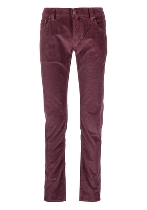 Jacob Cohën logo-patch corduroy tapered trousers - Purple