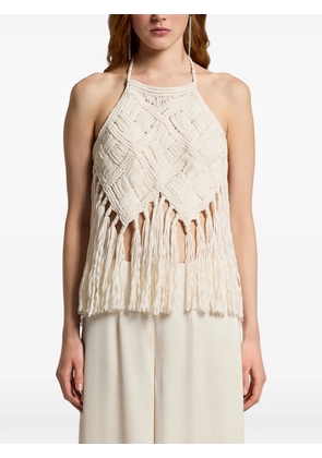 Peserico fringe woven halter knitted top - Neutrals