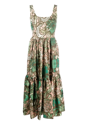 La DoubleJ Capri tiered printed silk-blend midi dress - Green