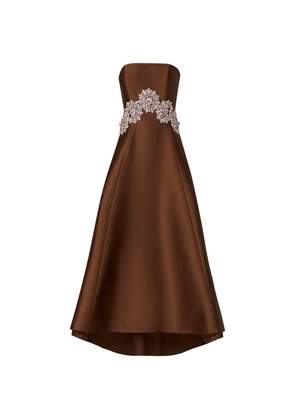 Costarellos Bria crystal-embellished strapless asymmetric dress - Brown