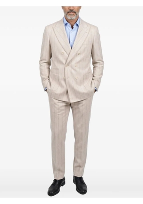 Brunello Cucinelli pinstripe double-breasted suit - Neutrals