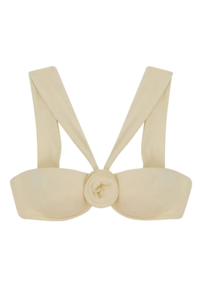 La Reveche embellished-rose bikini top - Neutrals