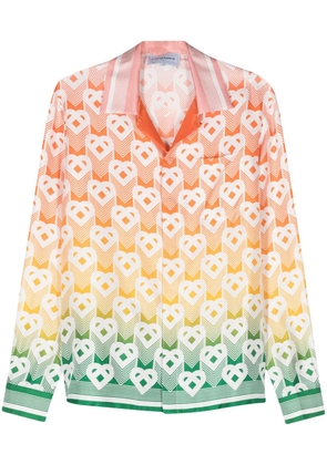 Casablanca Heart monogram-print silk shirt - Orange