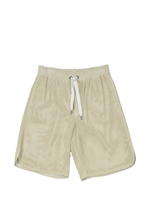 Brunello Cucinelli perforated leather bermuda shorts - Neutrals