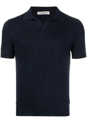 Fileria ribbed-knit cotton polo shirt - Blue