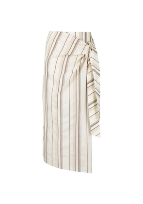 Brunello Cucinelli striped wrap midi skirt - Neutrals