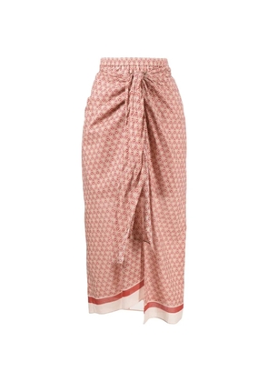 Brunello Cucinelli geometric-print wrap midi skirt - Red
