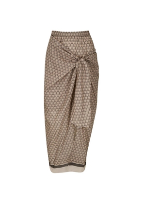 Brunello Cucinelli geometric-print wrap midi skirt - Neutrals