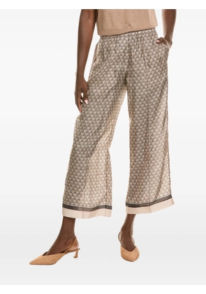 Brunello Cucinelli geometric-print wide-leg trousers - Neutrals