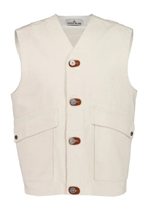 Stone Island v-neck buttoned gilet - White