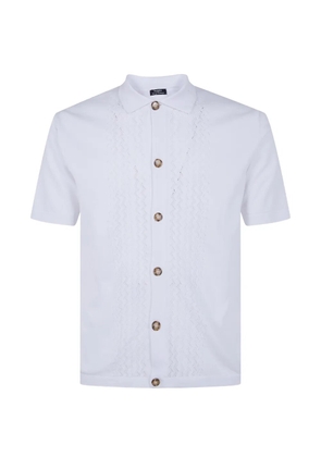 Barba pointelle-knit short-sleeve shirt - White