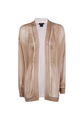 Avant Toi sheer-panelled silk cardigan - Neutrals