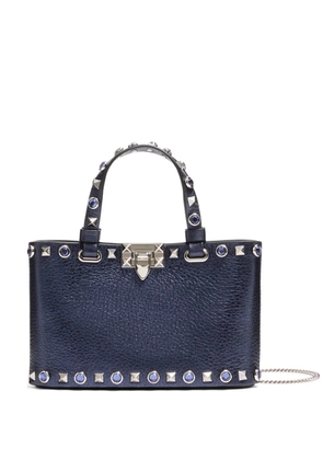 Valentino Garavani Rockstud mini shopping bag in laminated calfskin - Blue