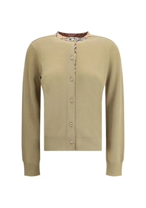 Burberry check-trim cotton cardigan - Neutrals