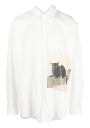 Yuiki Shimoji cat-print shirt jacket - White