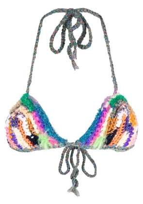 Forte Forte rainbow knit bikini top - Blue