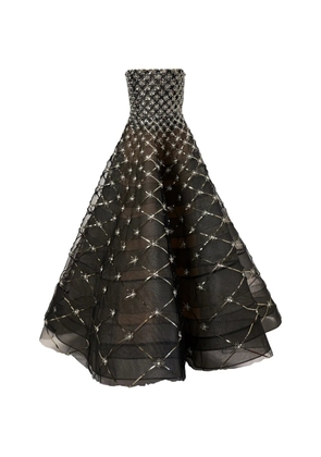Carolina Herrera pearl-embroidered strapless gown - Black