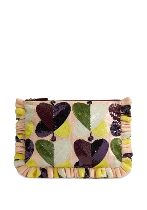 La DoubleJ sequinned ruffled clutch bag - Pink