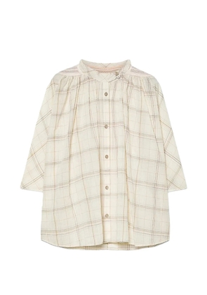 Forte Forte tartan-pattern macrame-embroidered shirt - White