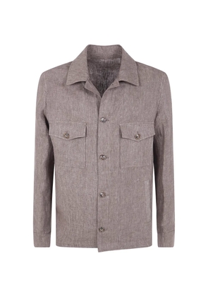 Barba linen button-up shirt jacket - Brown