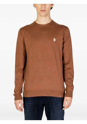 U.S. POLO ASSN. crew-neck logo-embroidered sweatshirt - Brown