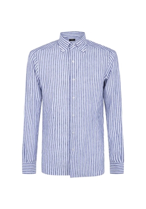 Barba striped linen shirt - Blue