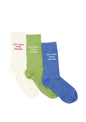 Drôle De Monsieur slogan-print ribbed-cuff socks (set of three) - White