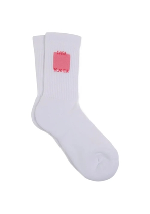 Casablanca Rose Shadow logo socks - White