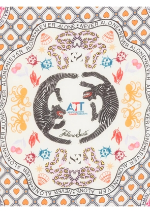 Faliero Sarti Vivere graphic-print frayed scarf - Neutrals