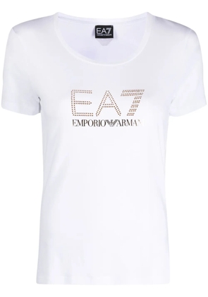 Ea7 Emporio Armani rhinestone-embellished T-shirt - White