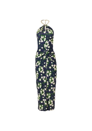 Carolina Herrera floral-print jersey halterneck dress - Blue