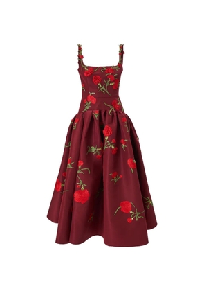 Carolina Herrera carnation-embroidered scoop-neck dress ‌