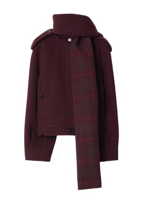 Burberry detachable-scarf wool jacket - Red