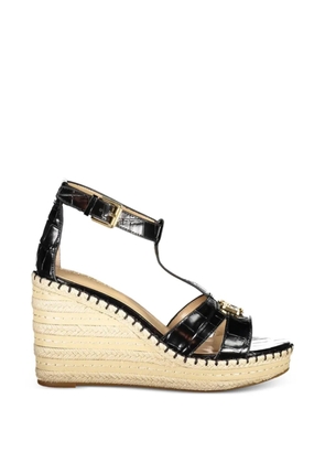 Lauren Ralph Lauren crocodile-effect espadrille sandals - Black