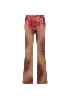 Roberto Cavalli metallic-finish leather trousers - Red