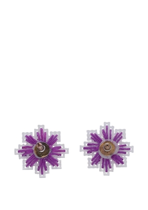 Vintage embroidered geometric earrings - Purple