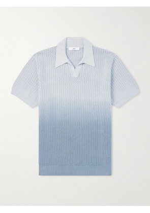 Mr P. - Open-Collar Knitted Organic Cotton Polo Shirt - Men - Blue - XS