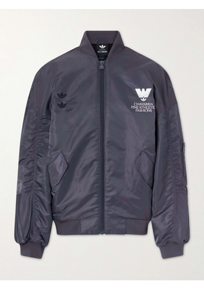 adidas Originals - Willy Chavarria Logo-Embroidered Satin Padded Bomber Jacket - Men - Gray - S