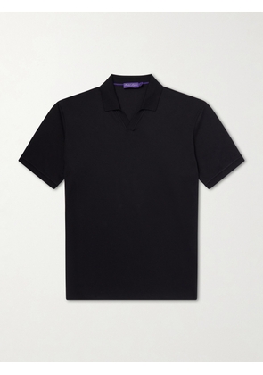 Ralph Lauren Purple Label - Cotton and Cashmere-Blend Piqué Polo Shirt - Men - Black - S