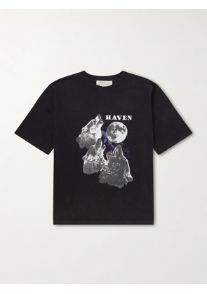 Remi Relief - Howling Wolves Printed Cotton-Jersey T-Shirt - Men - Black - S