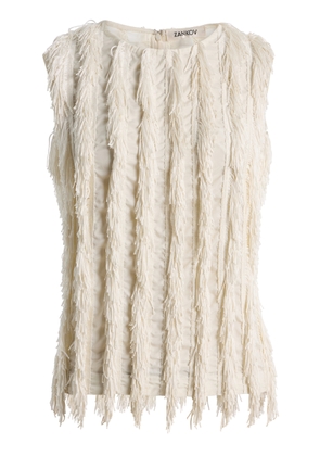 ZANKOV Leah Fringed Silk Top - Moda Operandi