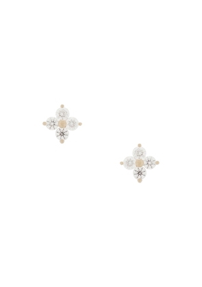 EF COLLECTION Diamond Fleur Stud Earring in Metallic Gold.