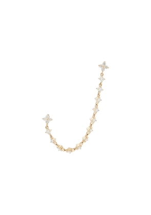 EF COLLECTION Diamond Fleur Double Stud Earring in Metallic Gold.